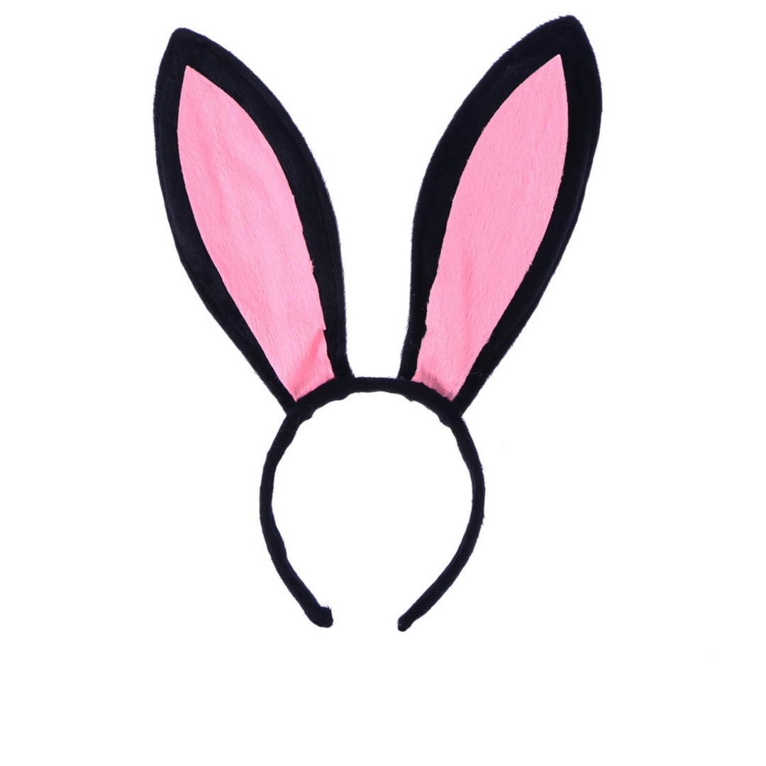 Black and Pink Bunny Ears Headband