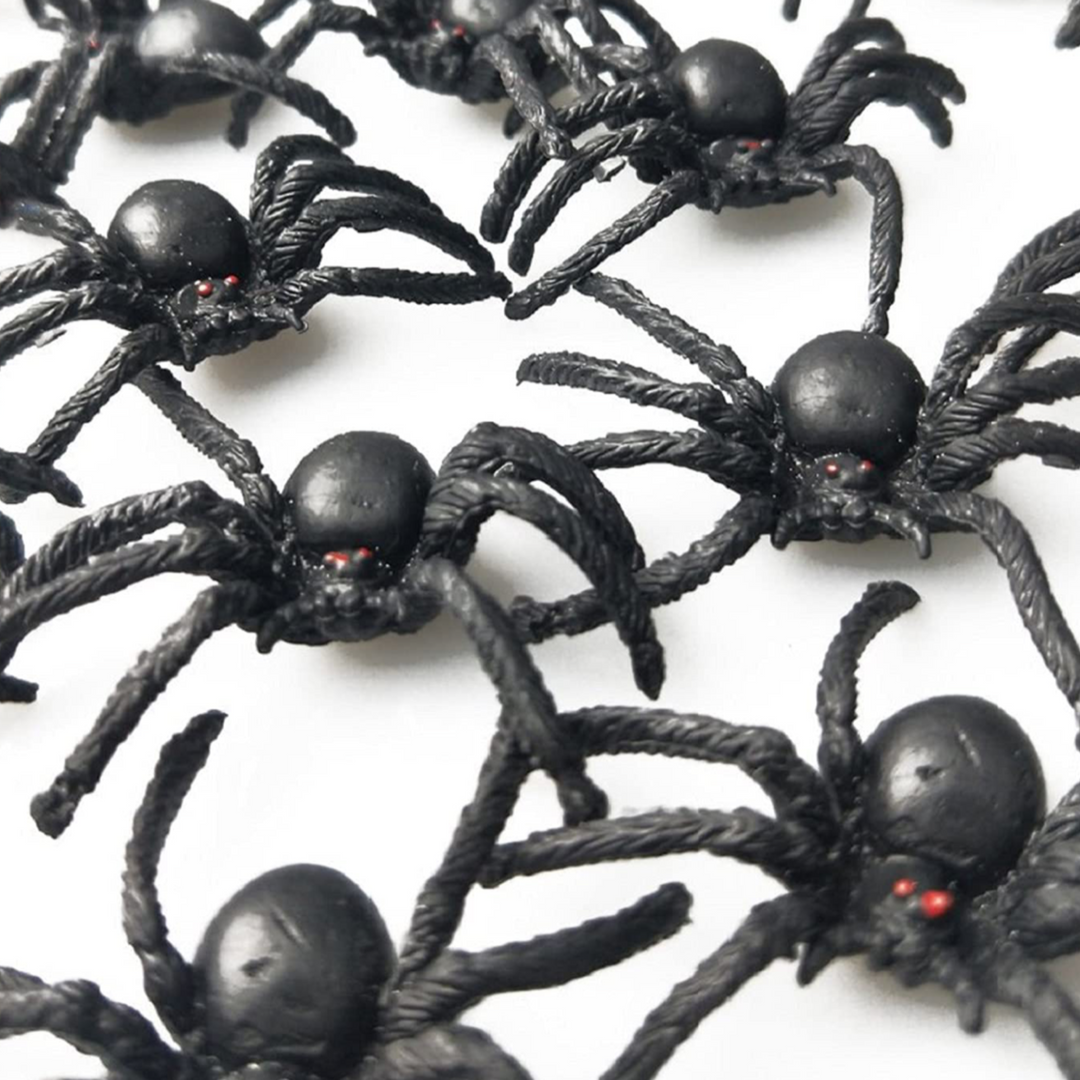 Realistic Halloween Small Plastic Spiders -24ct