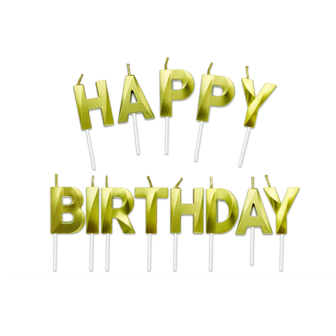 Gold Happy Birthday Candle