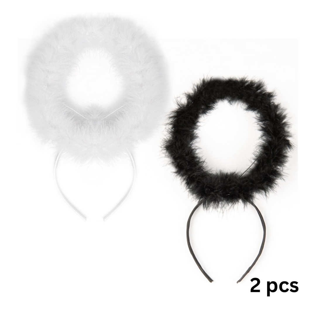 Two Black and White Angel Halo Headband