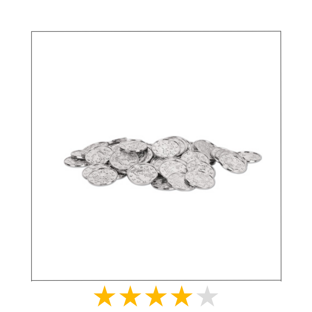 Silver Plastic Coins, 50ct