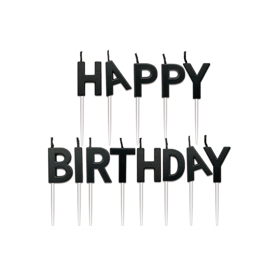 Black Happy Birthday Candle