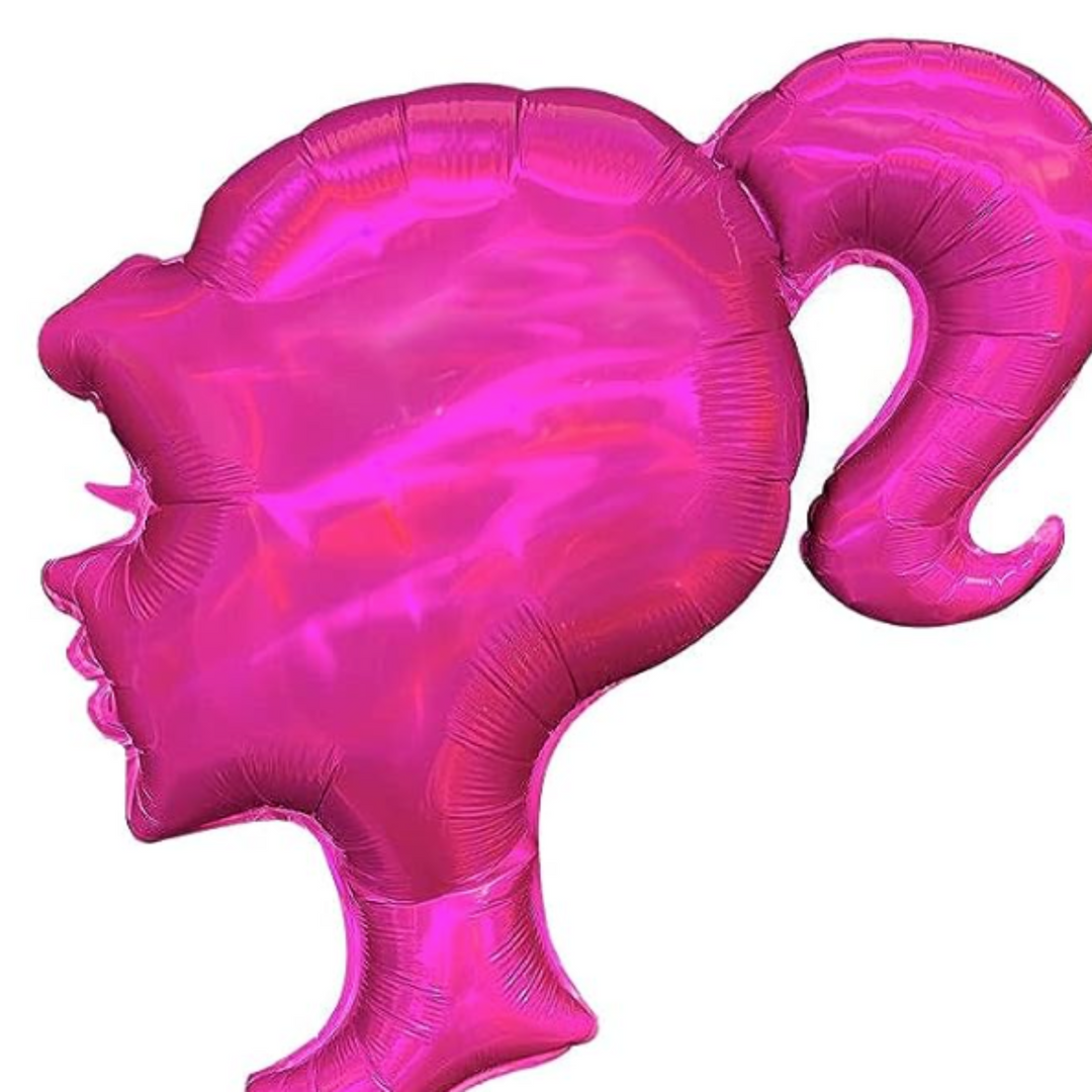 Metallic Pink Doll Head Balloon - 1ct