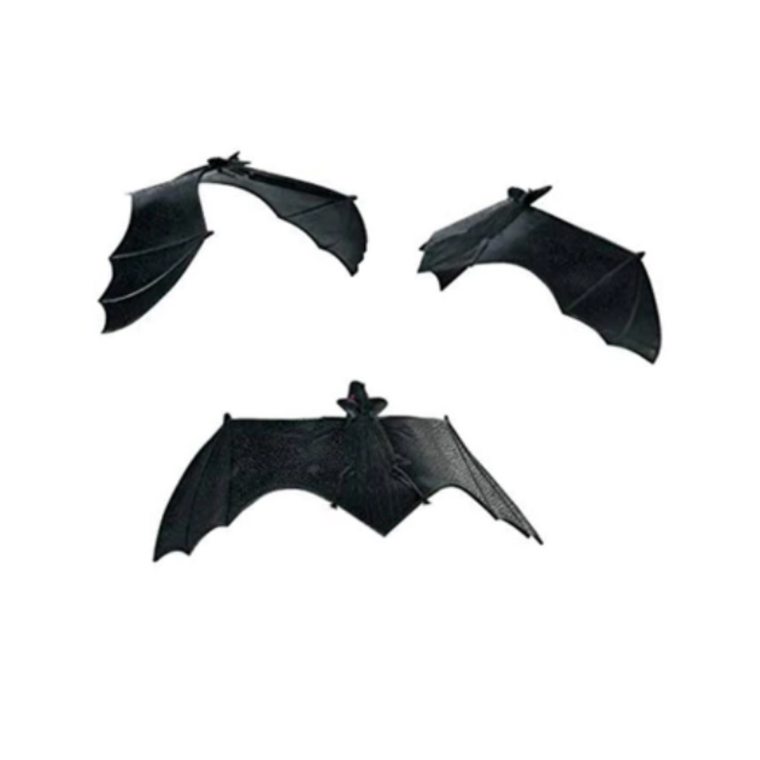 Halloween Party Favor Black Plastic Small Bats 4ct