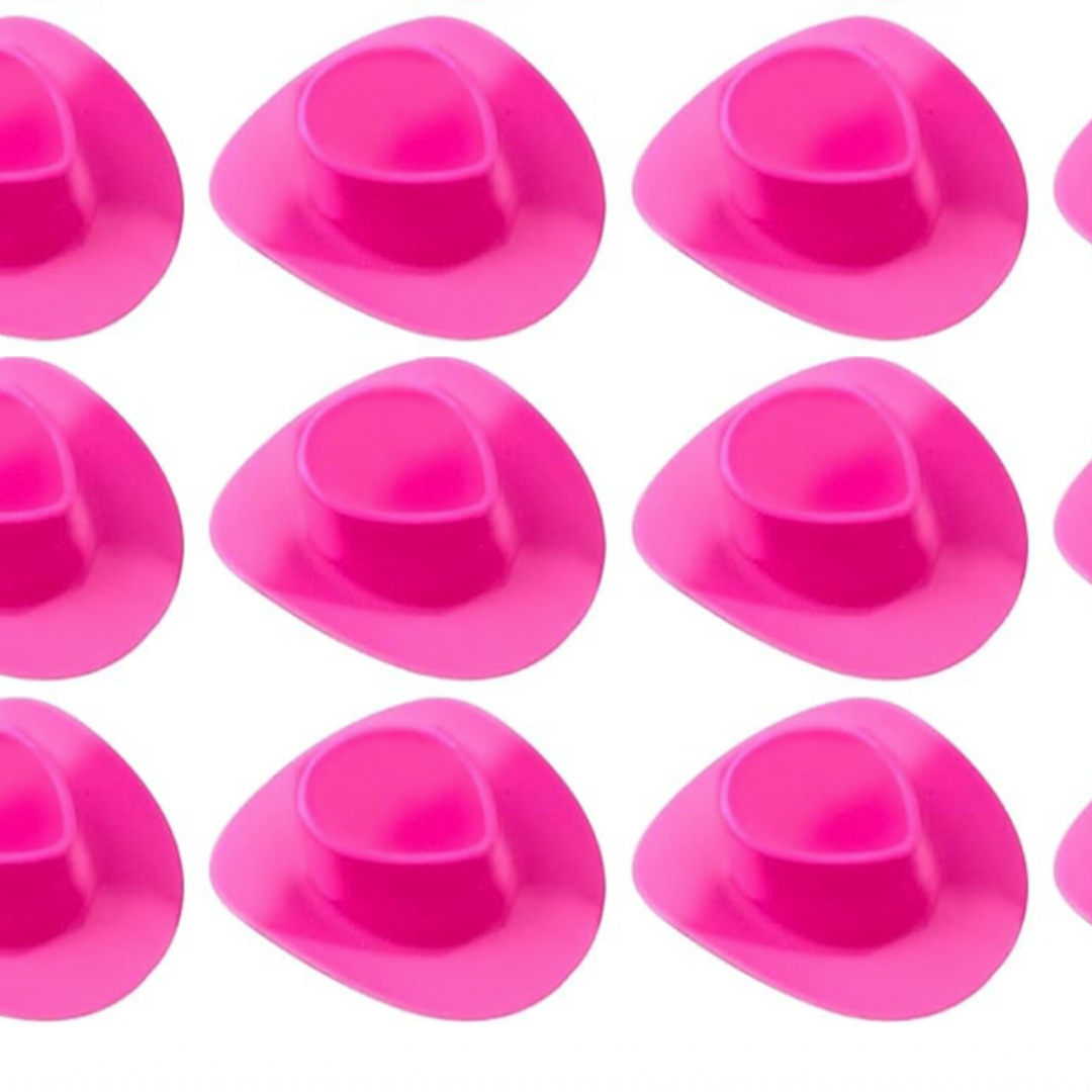 Pink Plastic Mini Western Cowboy Cowgirl Hat Cute Miniature Hat -10ct