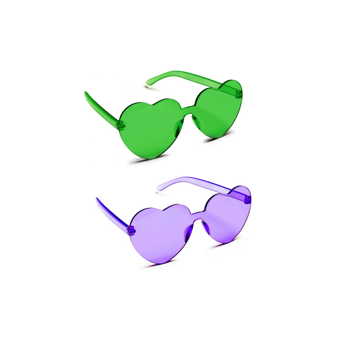 Green and Purple Heart Glasses 4ct