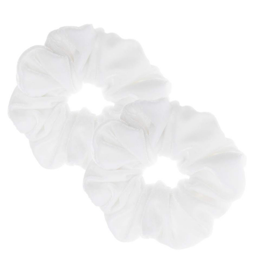 Large White Velvet Scrunchies - 1ct
