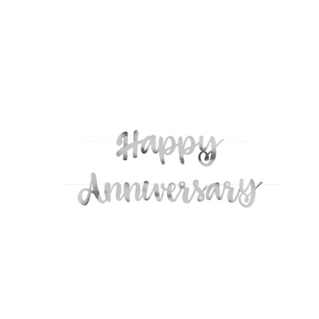 Silver Happy Anniversary Party Banner, 1ct