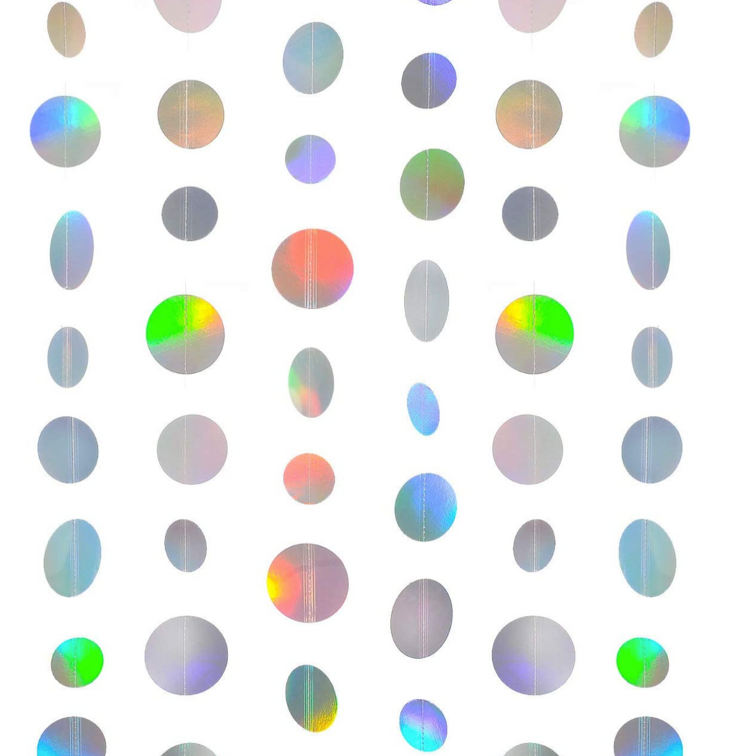Iridescent Decorations Paper Garland Circle Dot Party Back Drop
