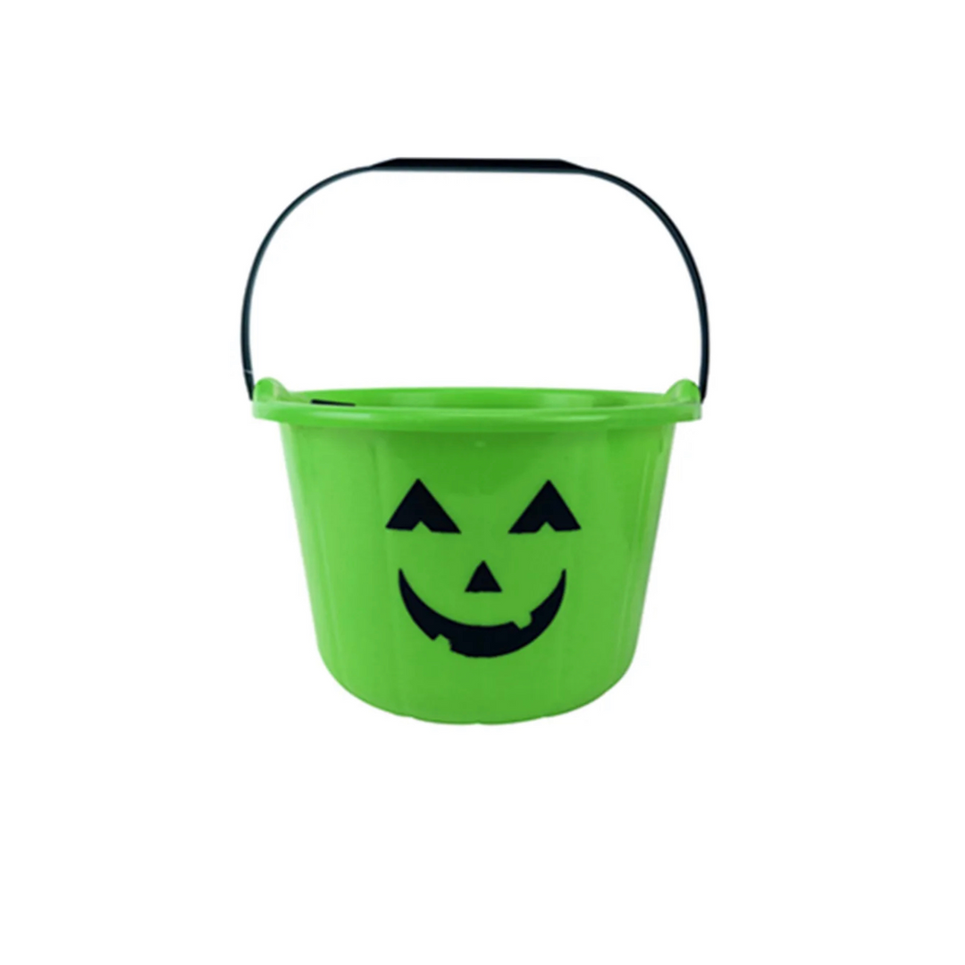 Neon Green trick or treat Halloween Treat Bucket- 1ct