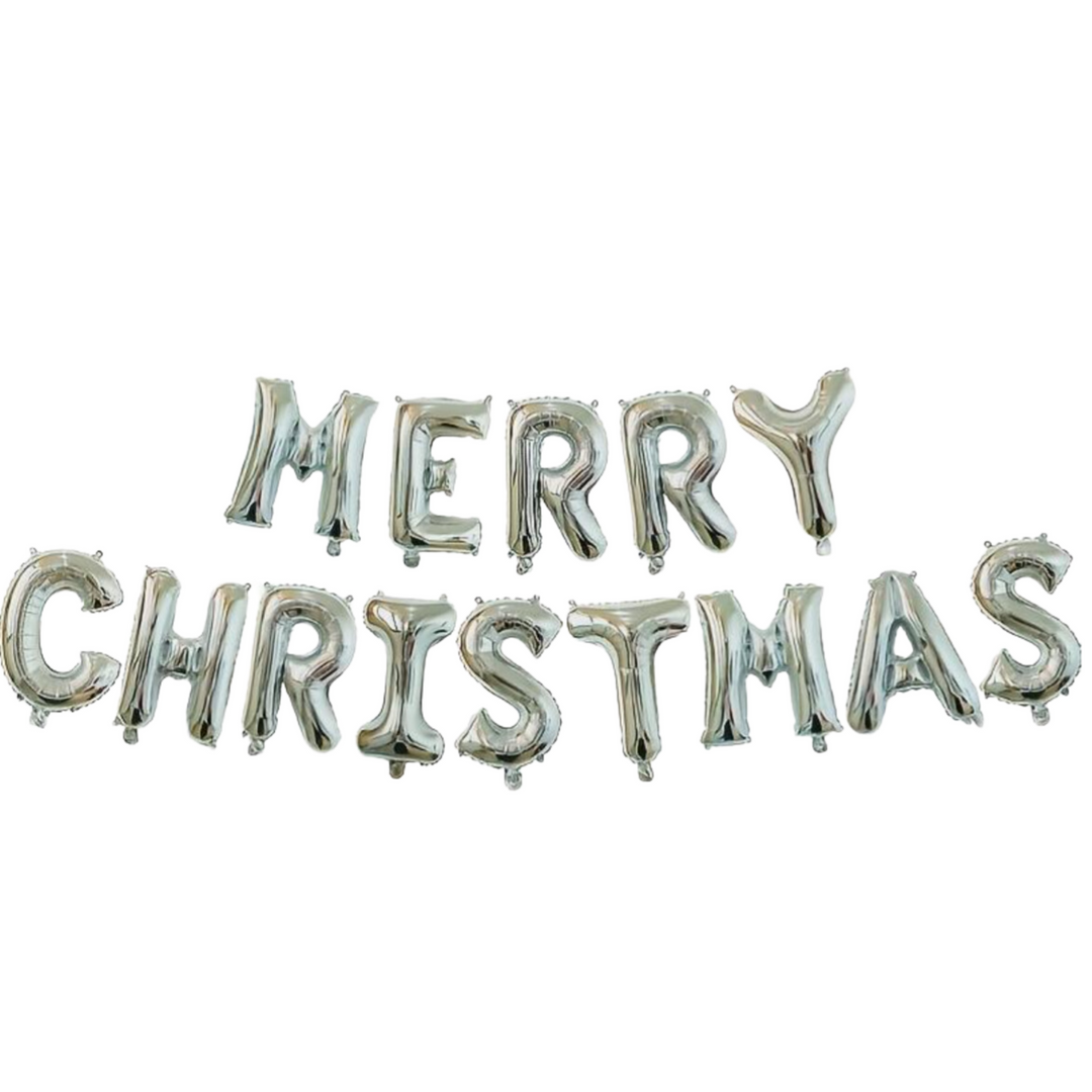 Silver Merry Christmas Foil Christmas Balloons