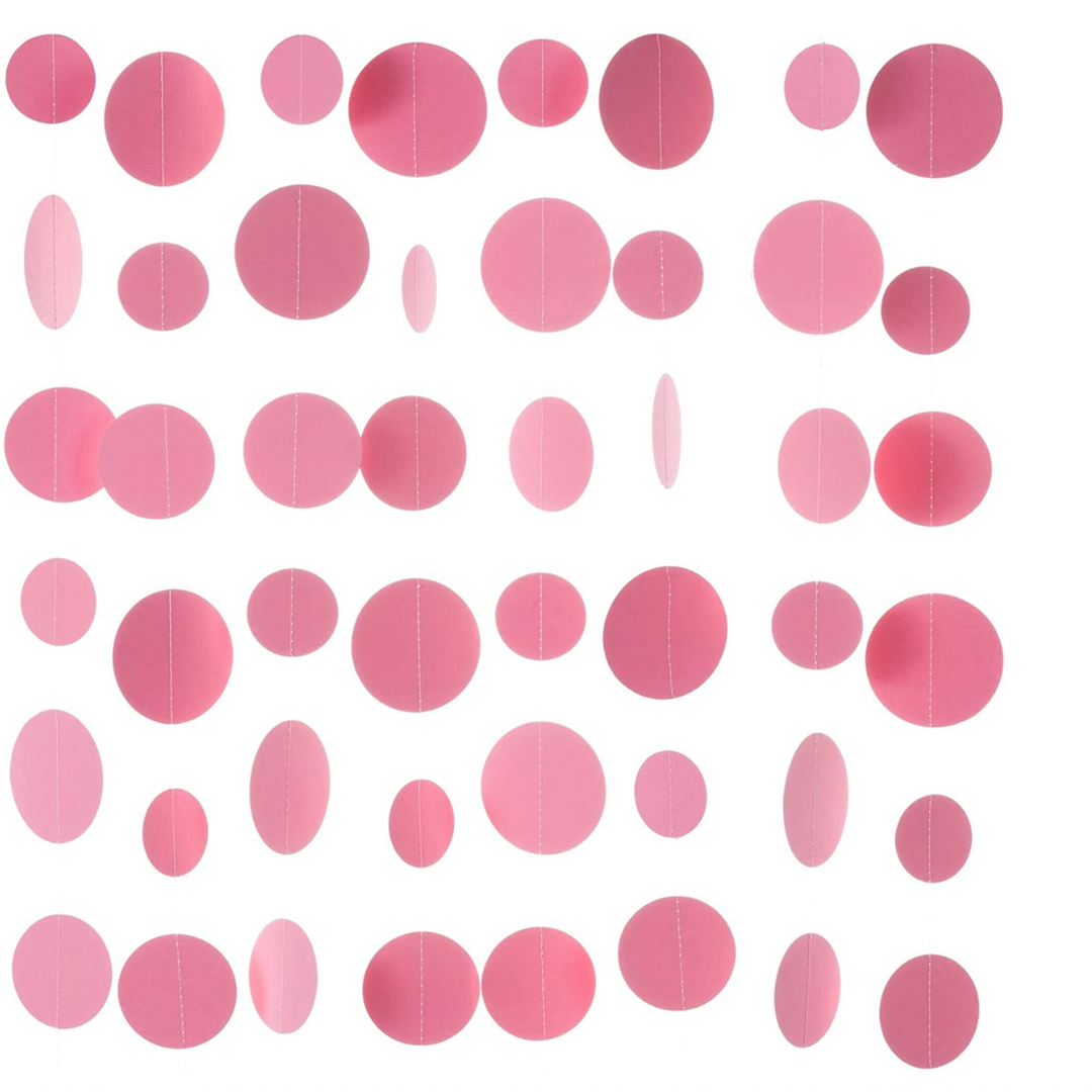 Pink Decorations Paper Garland Circle Dot Party Back Drop