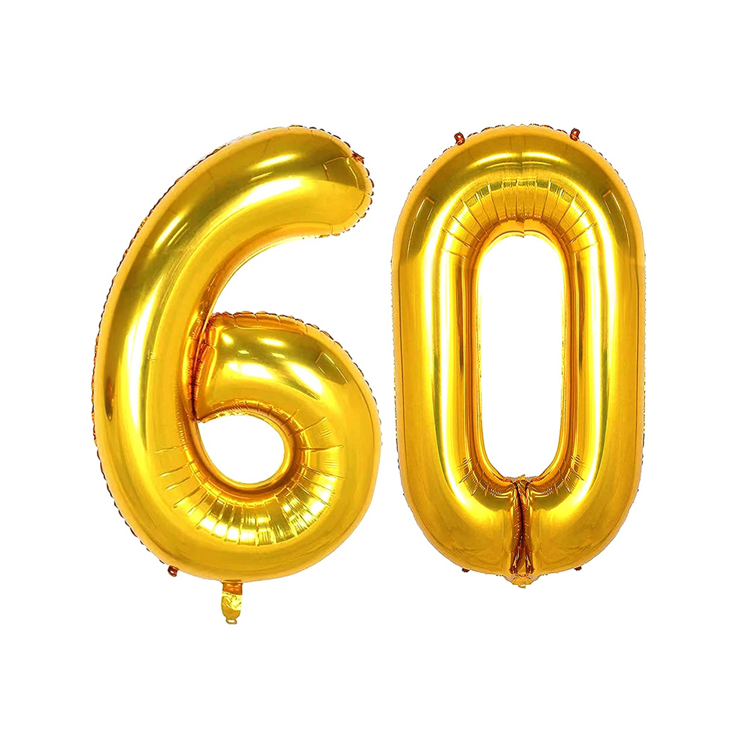 Gold Large Number 60th Birthday Foil Balloons