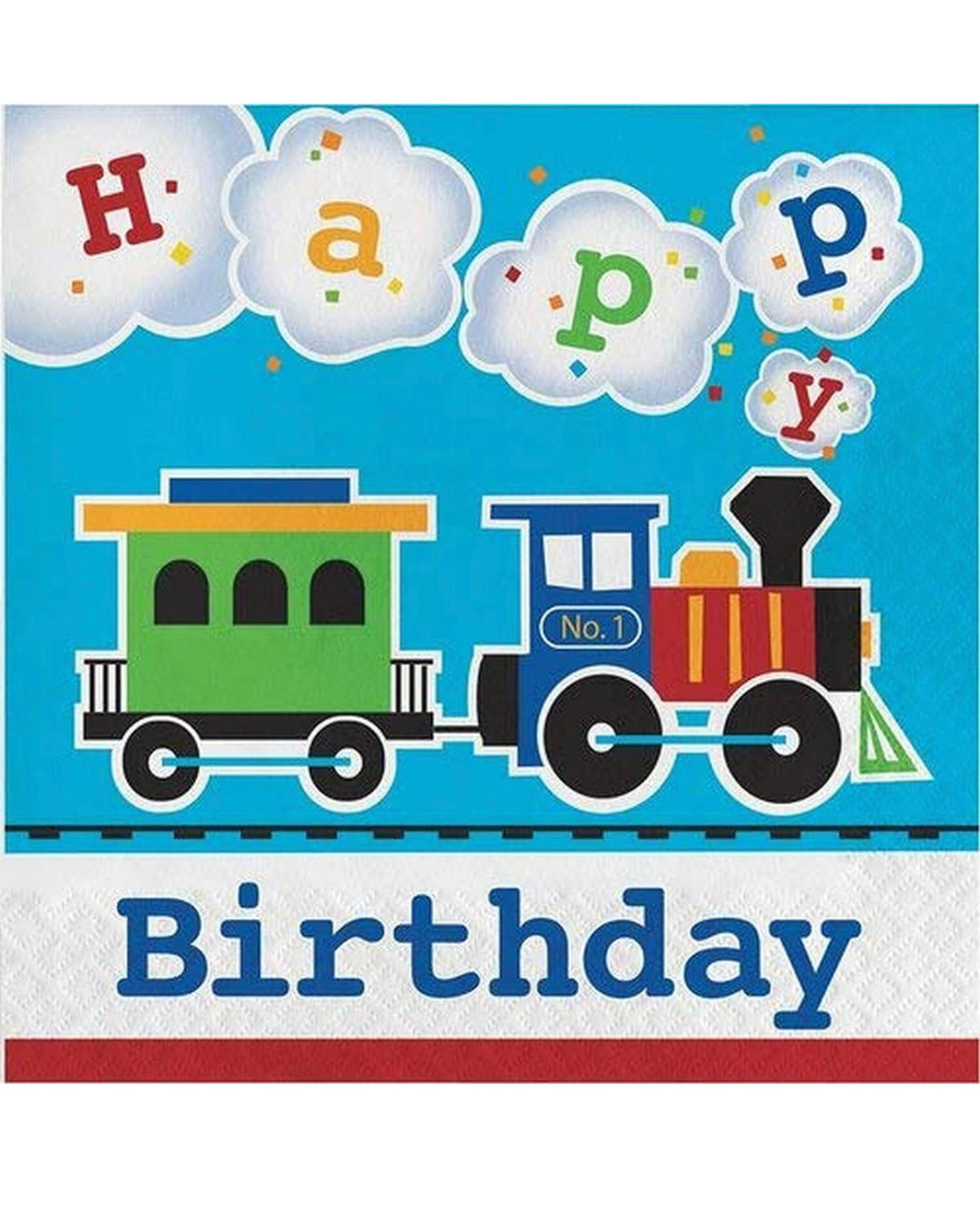 All Aboard Train Paper Lunch Napkins, 6.5, 16ct