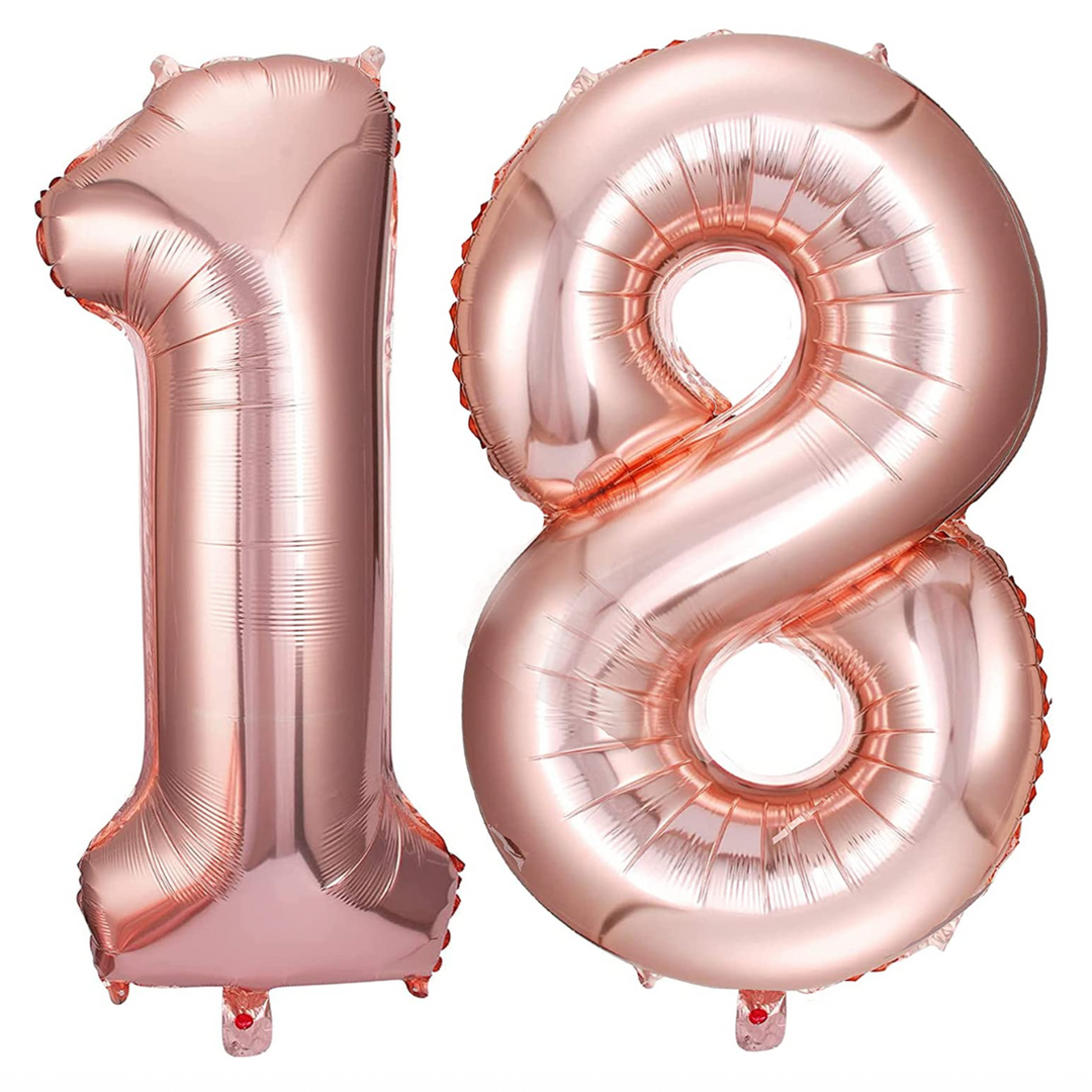 Rose Gold 40" Number 18th Birthday Foil Balloons