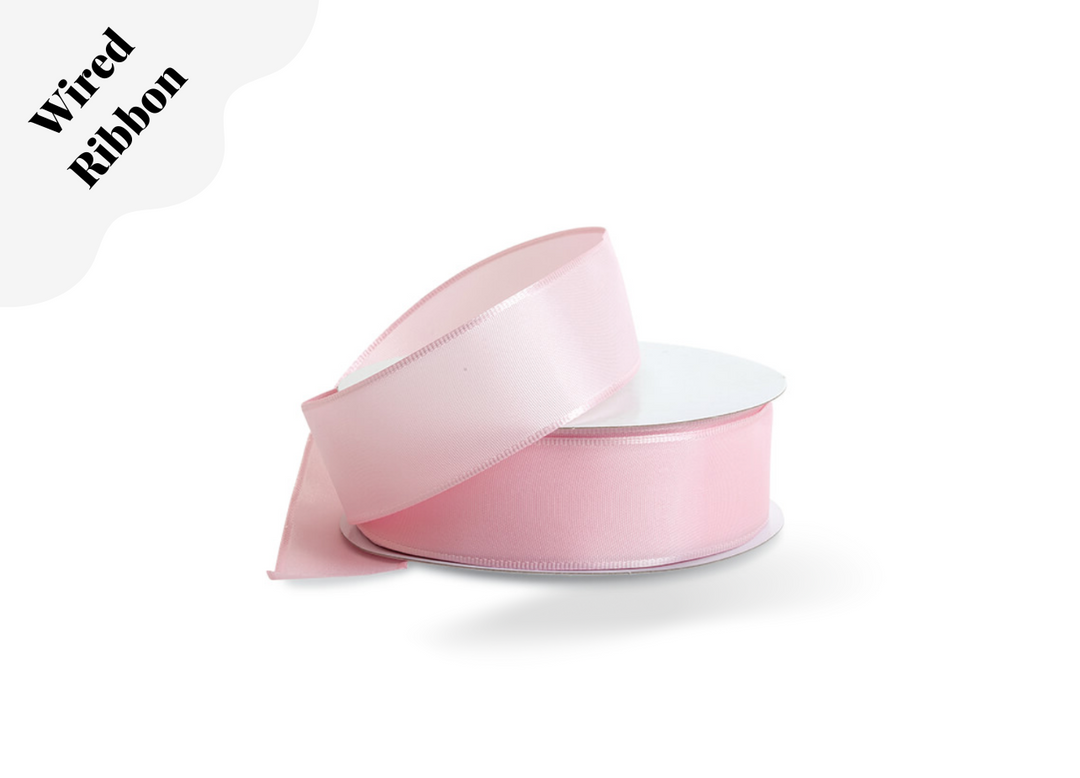 Pink Wired Fabric Ribbon