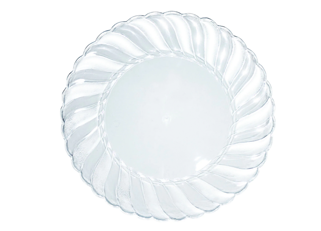 Clear Plastic Dinner Plate with Wave Border