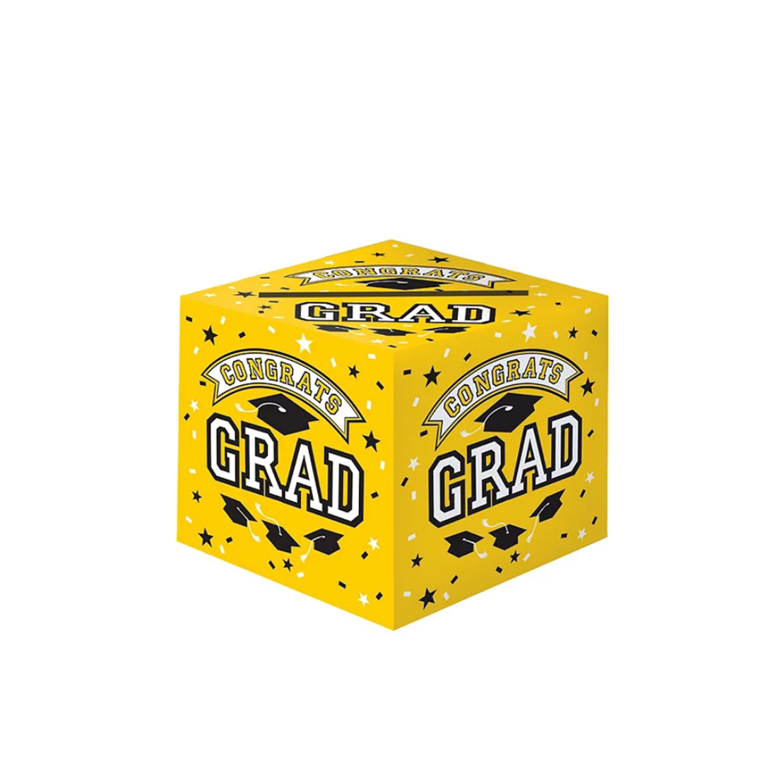 Yellow Congrats Grad Cardstock Card Holder Box, 1ct
