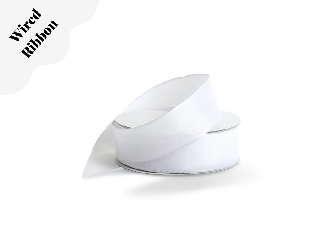 White Wired Fabric Ribbon