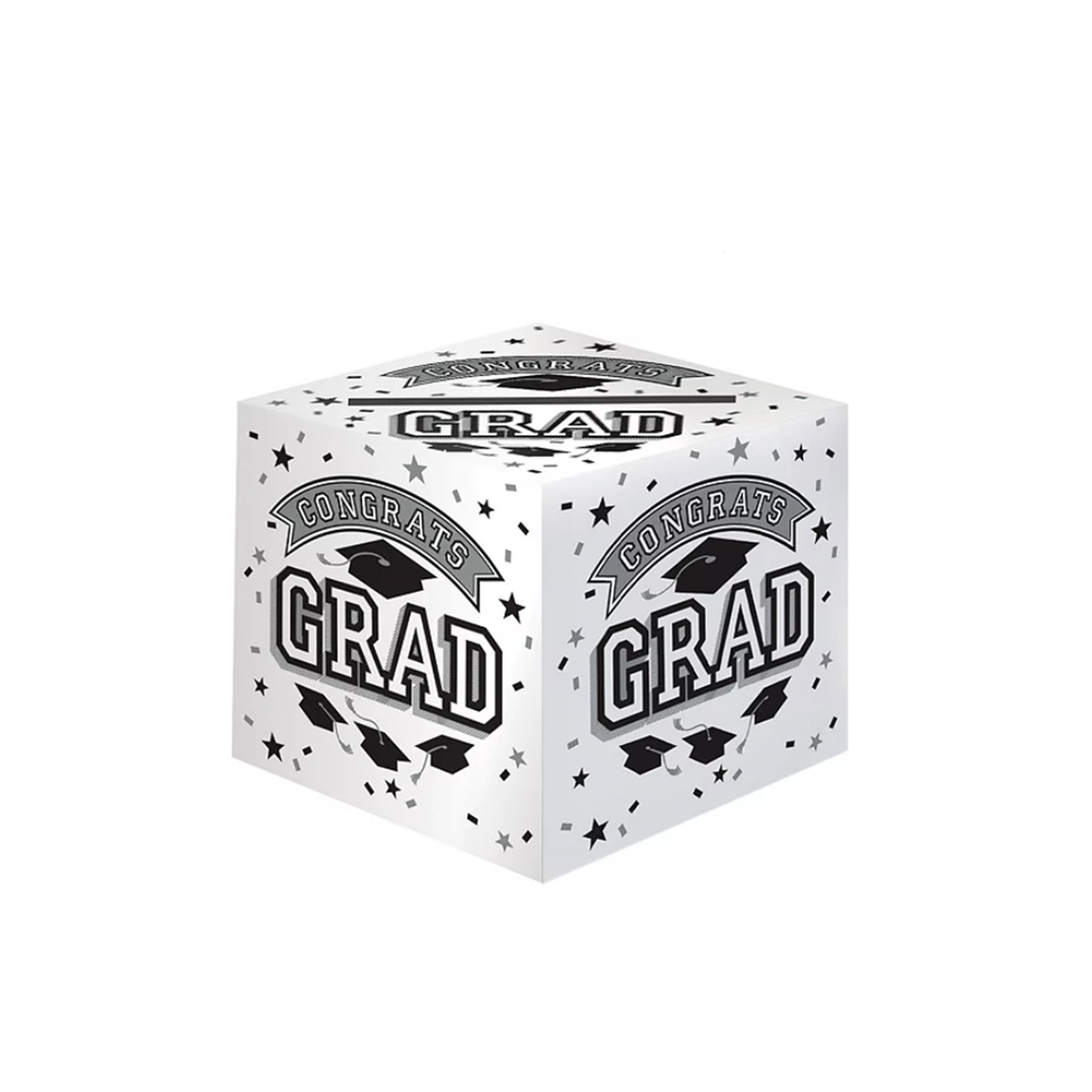 White Congrats Grad Cardstock Card Holder Box, 1ct
