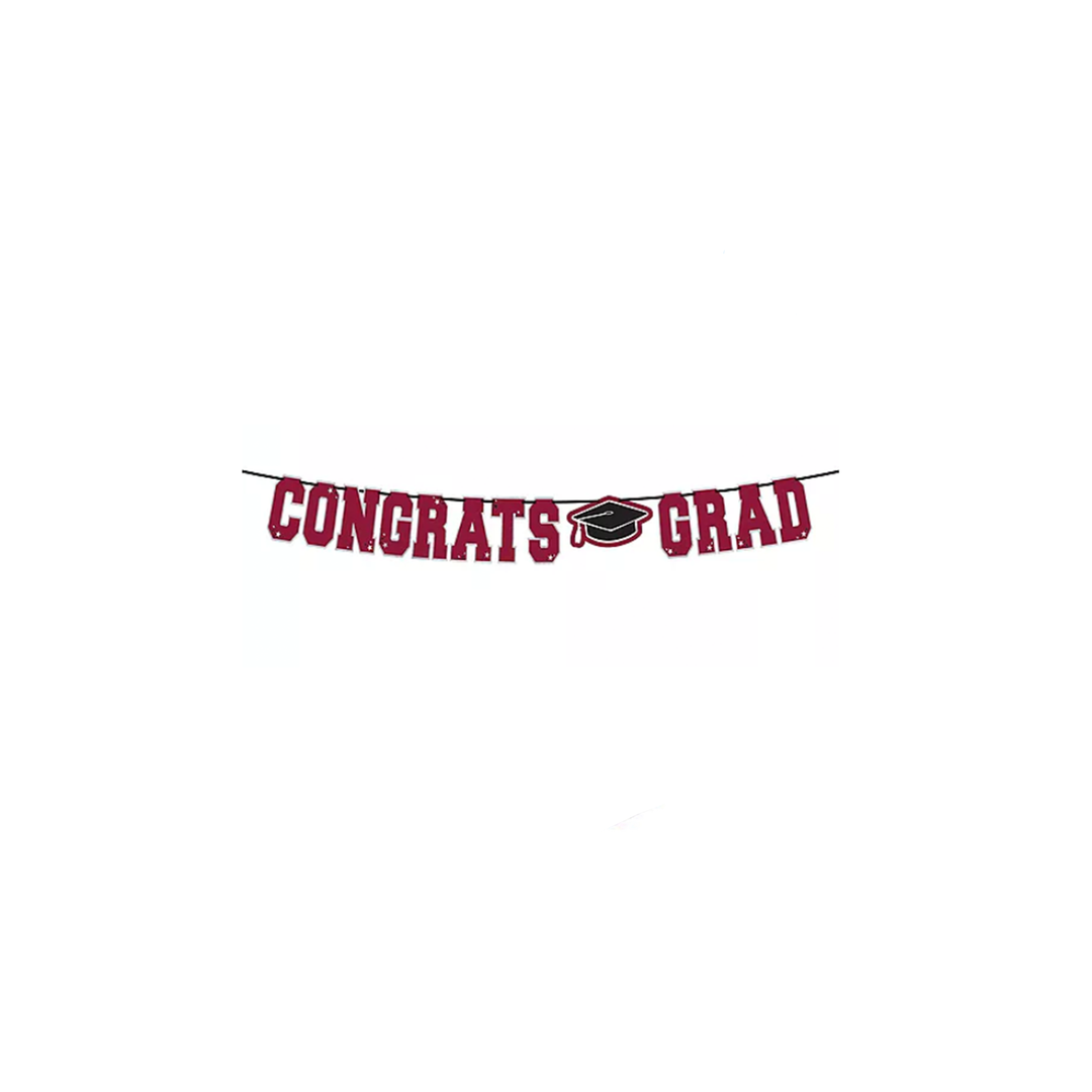 Burgundy Congrats Grad Letter Banner