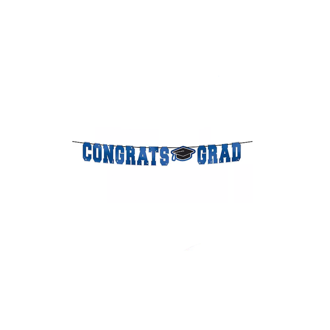 Blue Congrats Grad Letter Banner - 1ct