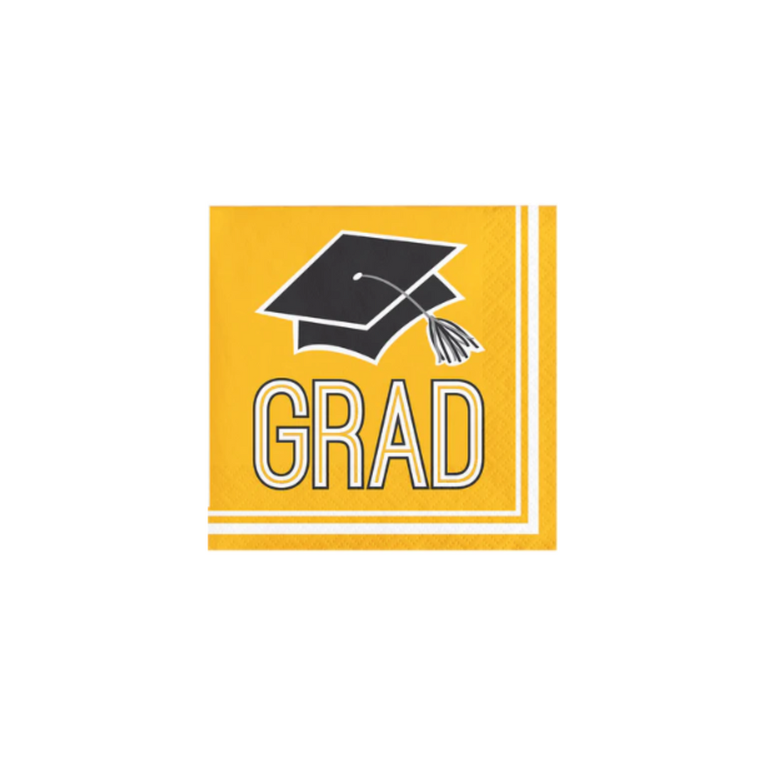 Yellow Graduation Beverage Napkins