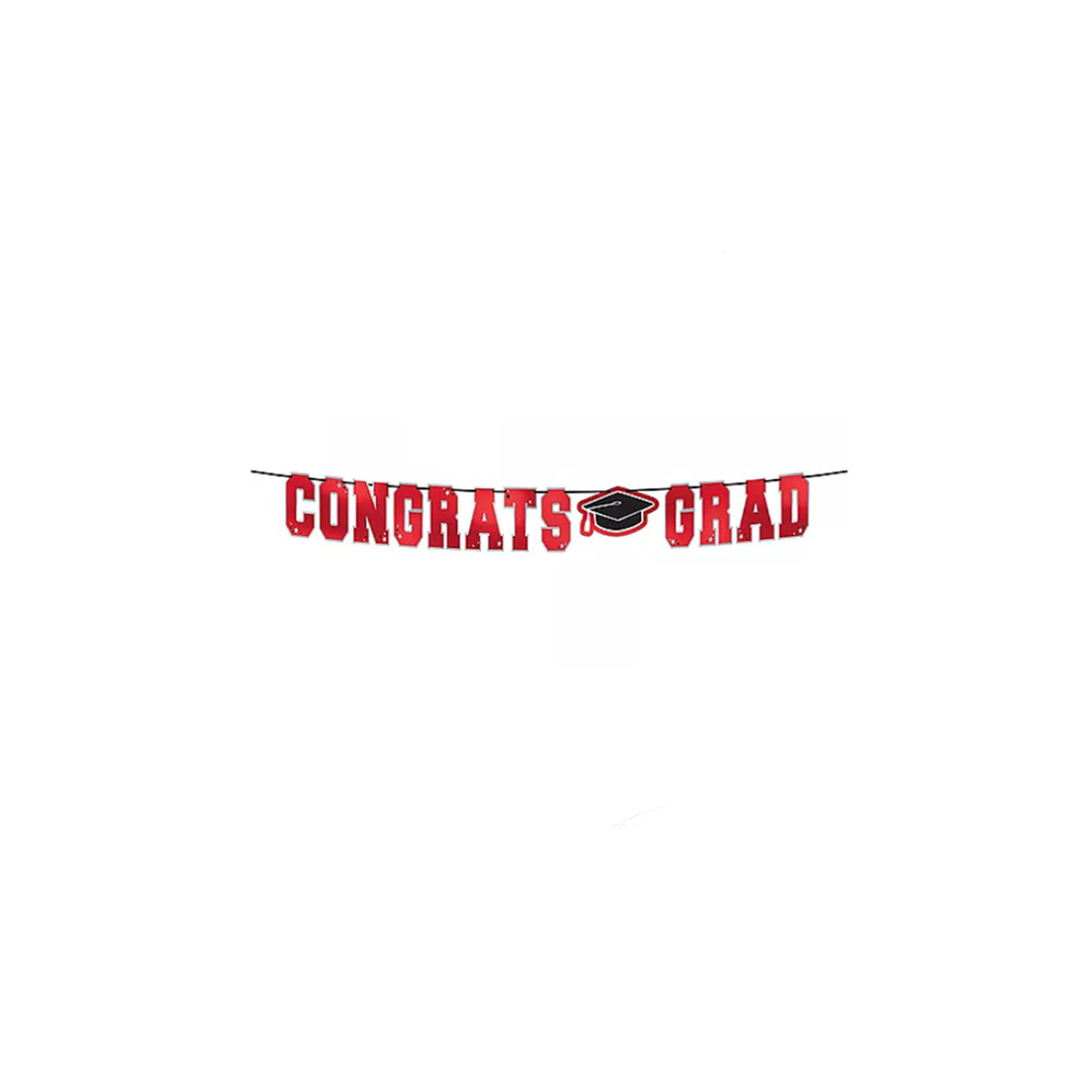 Red Congrats Grad Letter Banner