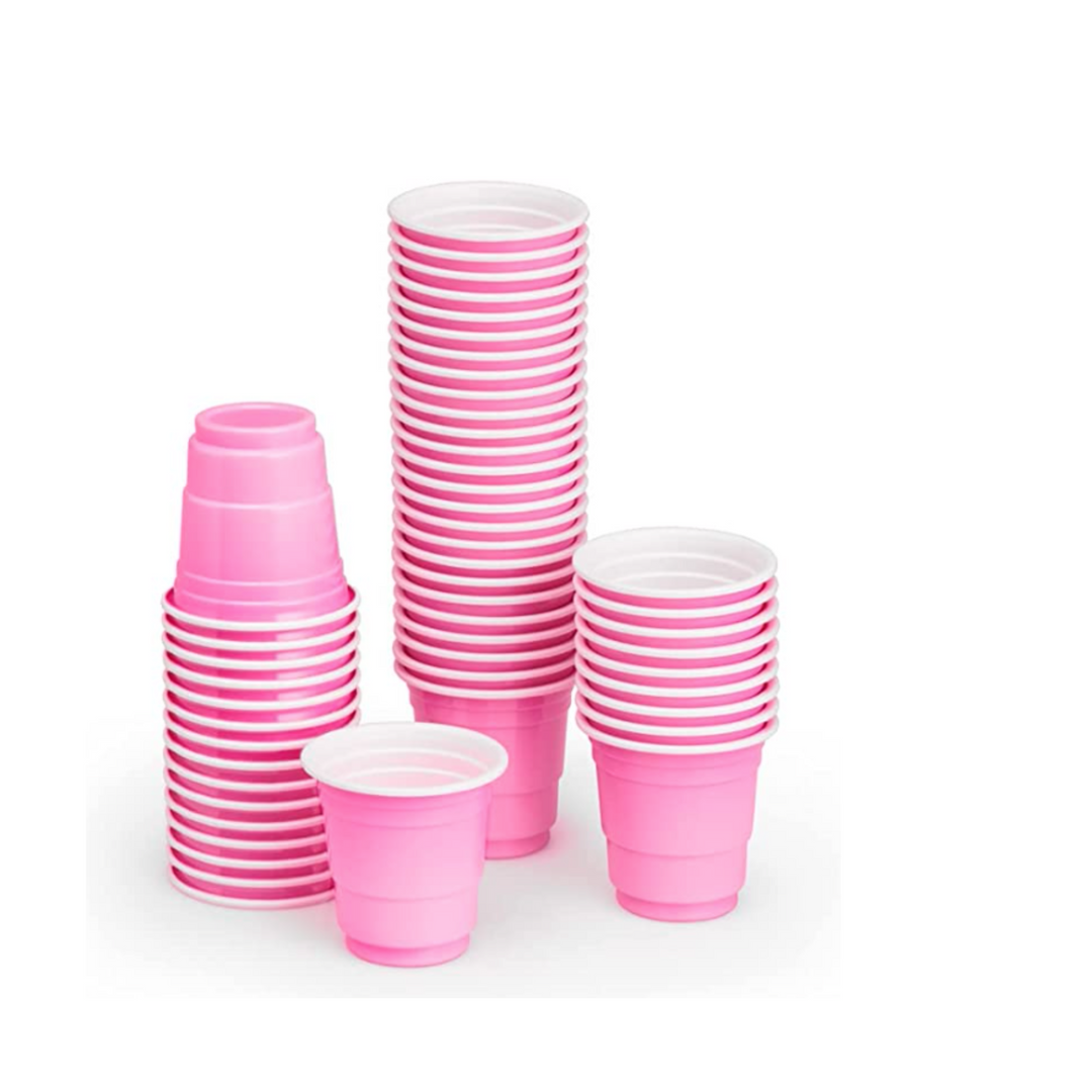 Pink Plastic Shot Glasses - 50 ct