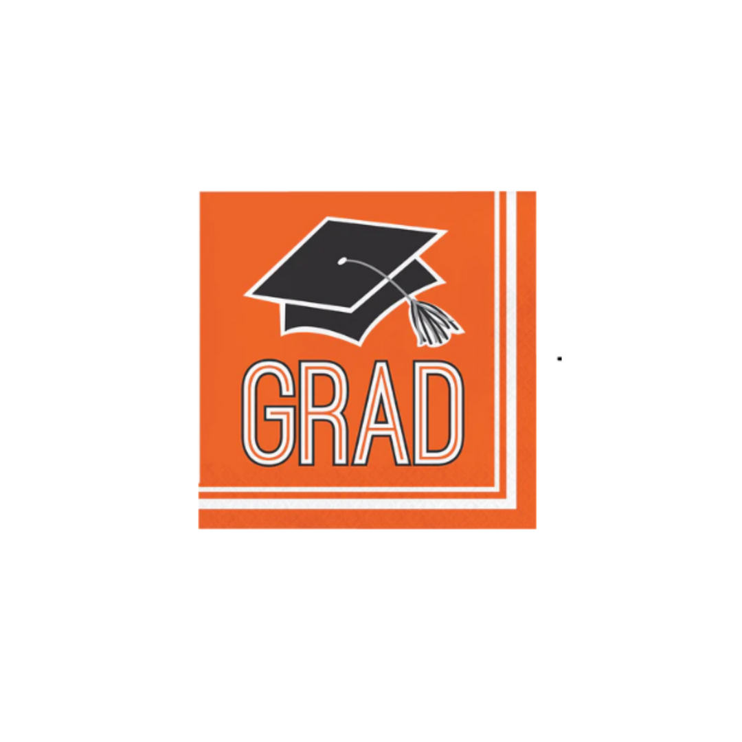 Orange Graduation Dessert Napkins