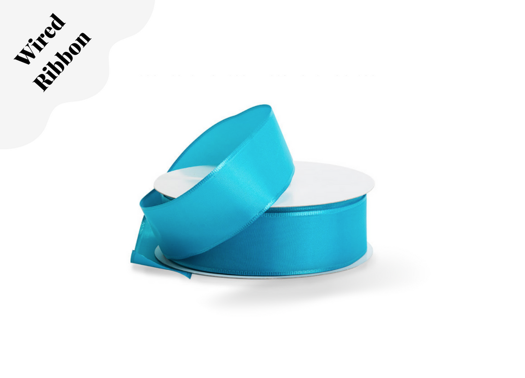 Turquoise Wired Fabric Ribbon