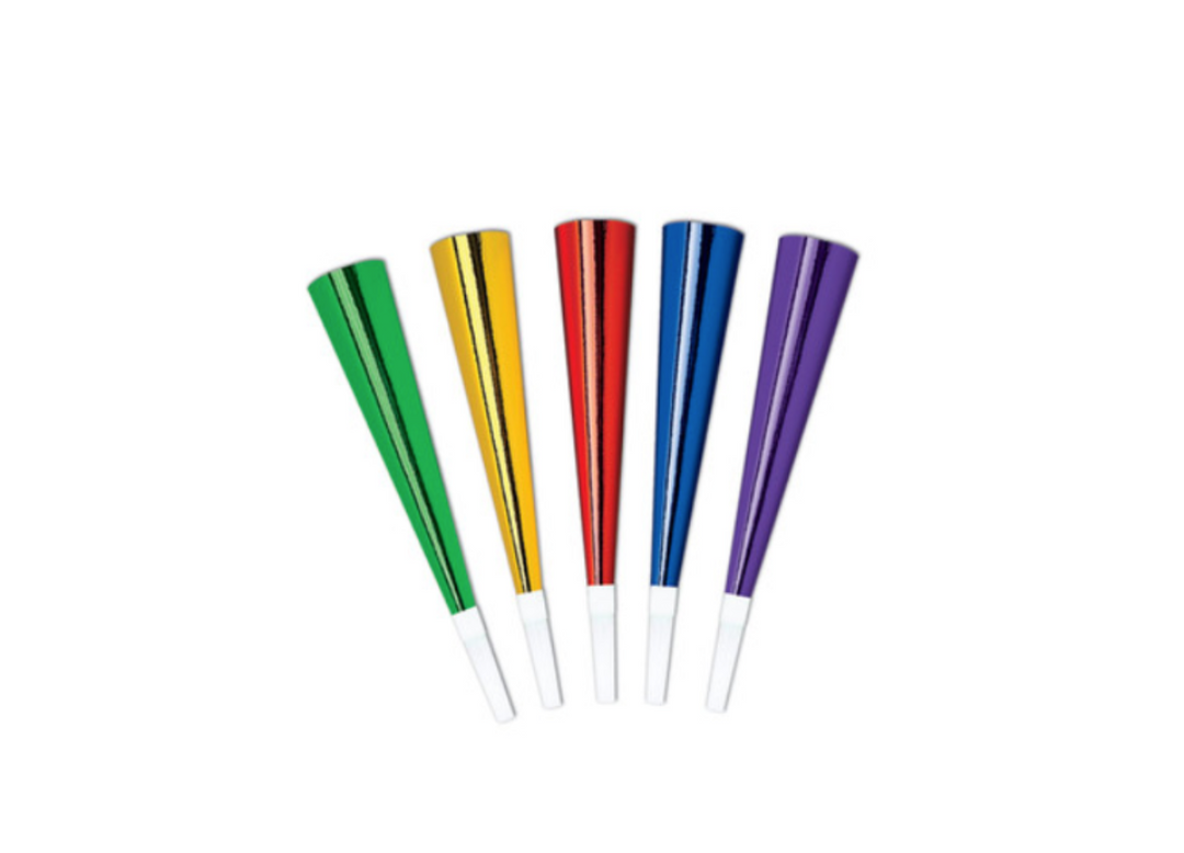 MultiColored New Years Horns - 20 Pc