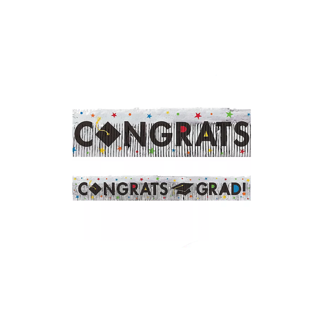 Multicolor Congrats Grad Foil Fringe Banner