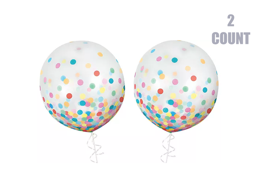 24" Multicolor Confetti Latex Balloons (2)