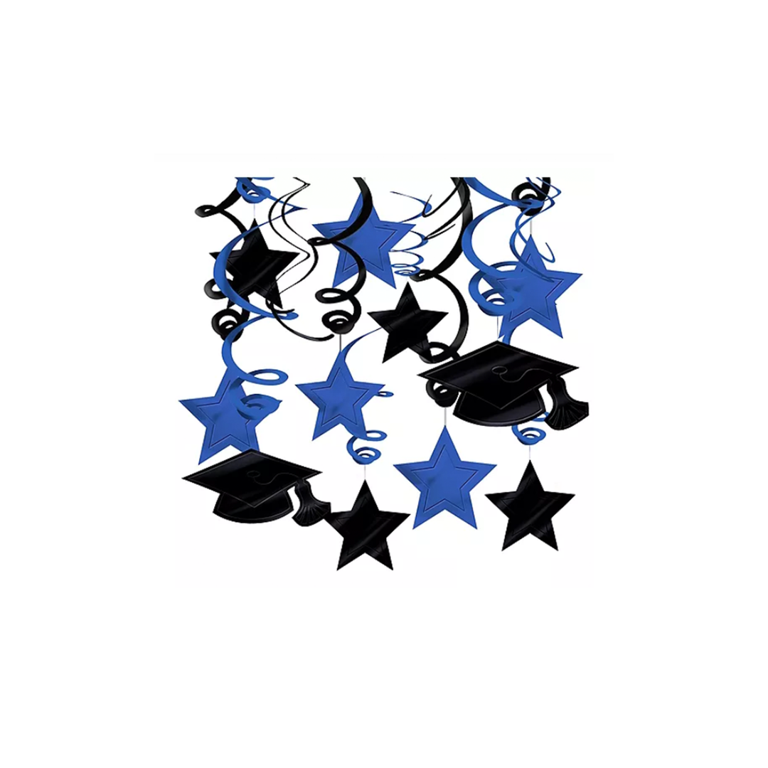 Blue Graduation Swirl Decorations