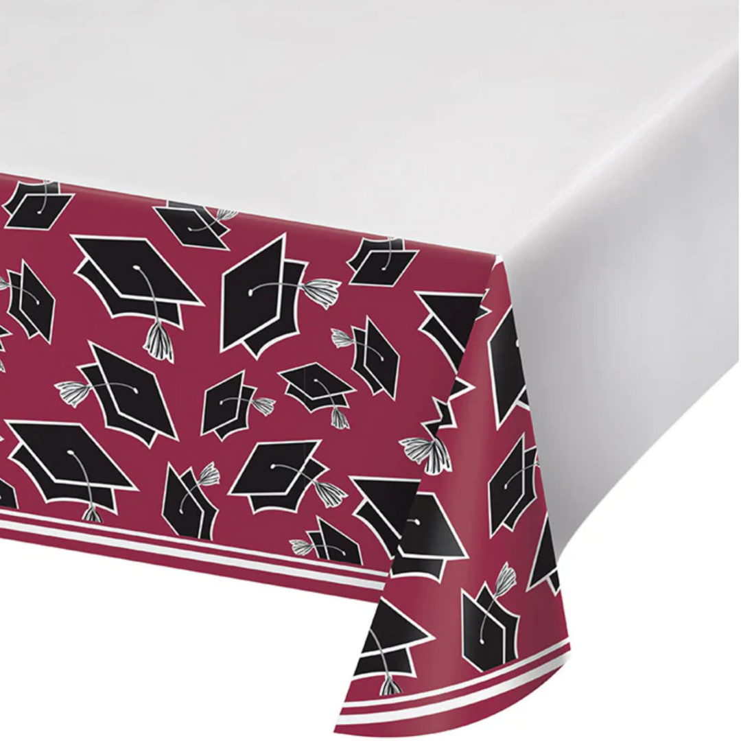 Burgundy Graduation Table Cover- 1 Count