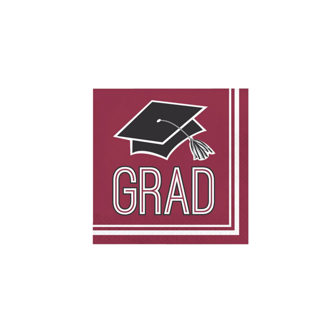 Burgundy Graduation Dessert Napkins