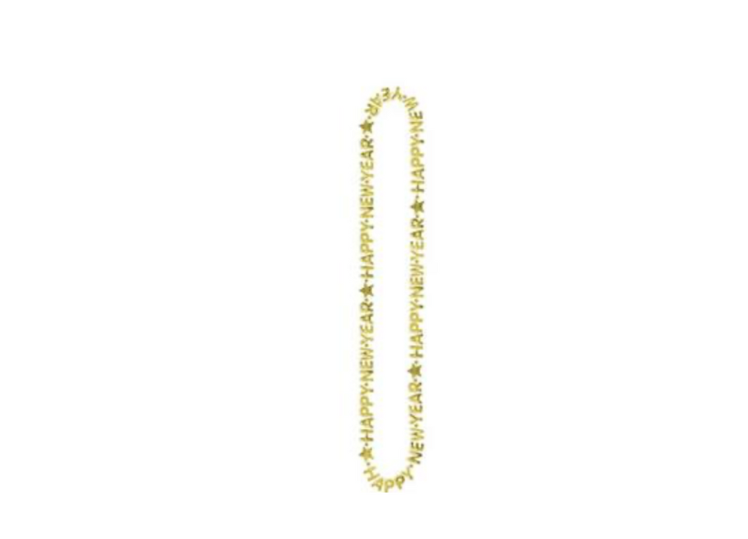 Gold Happy New Year Beaded Necklace 1pc