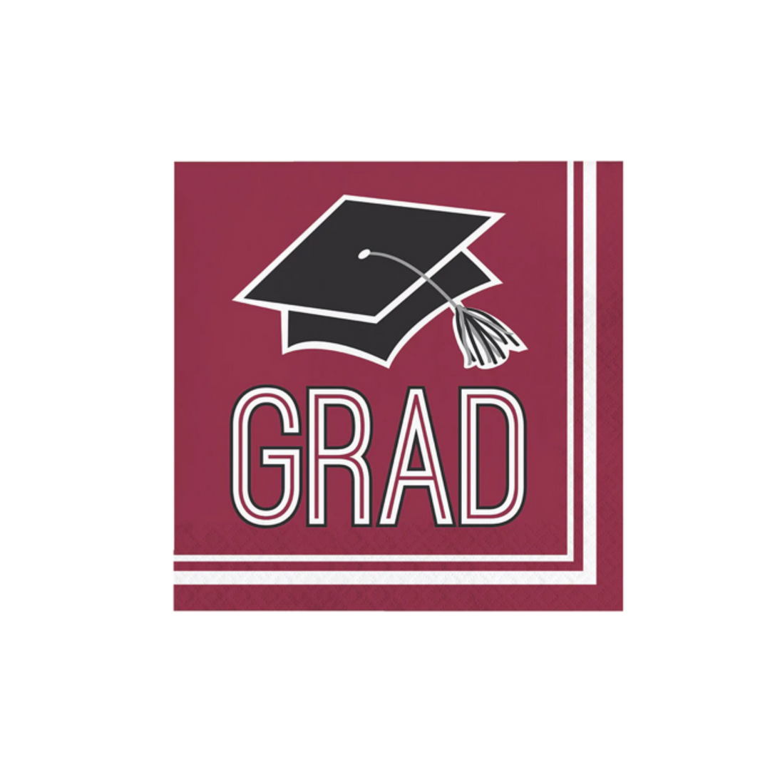 Burgundy Graduation Lunch Napkins