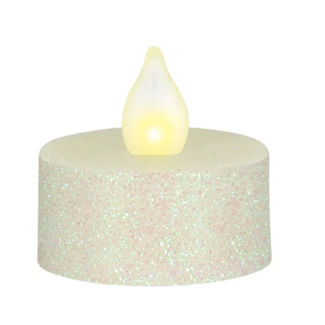 Iridescent Glitter Battery Operated Tea light Flameless LED Candles 12ct