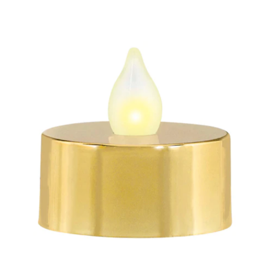 Gold Battery Operated Tea light Flameless LED Candles 12ct