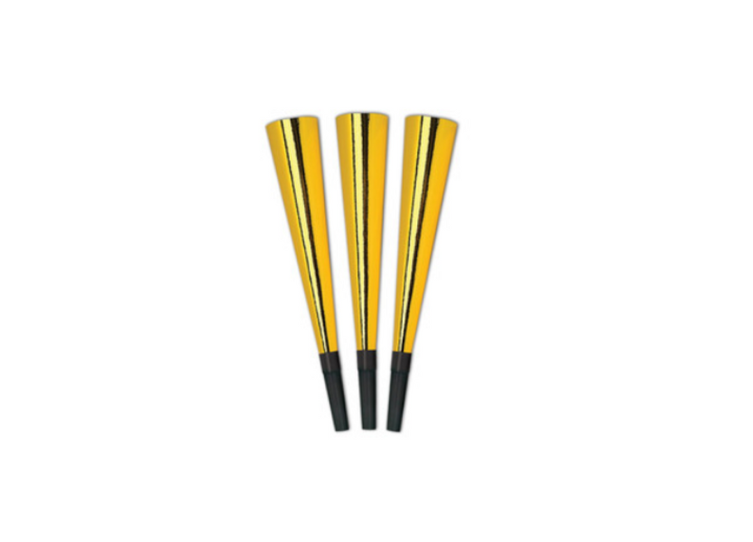 Gold New Years Horns - 10 Pc