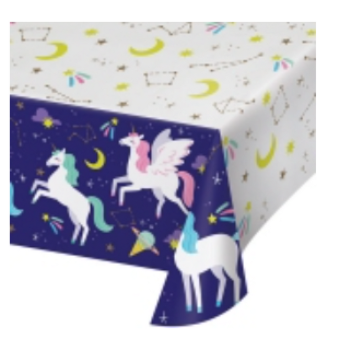 Unicorn Birthday Galaxy Theme Plastic Rectangle Table Cover