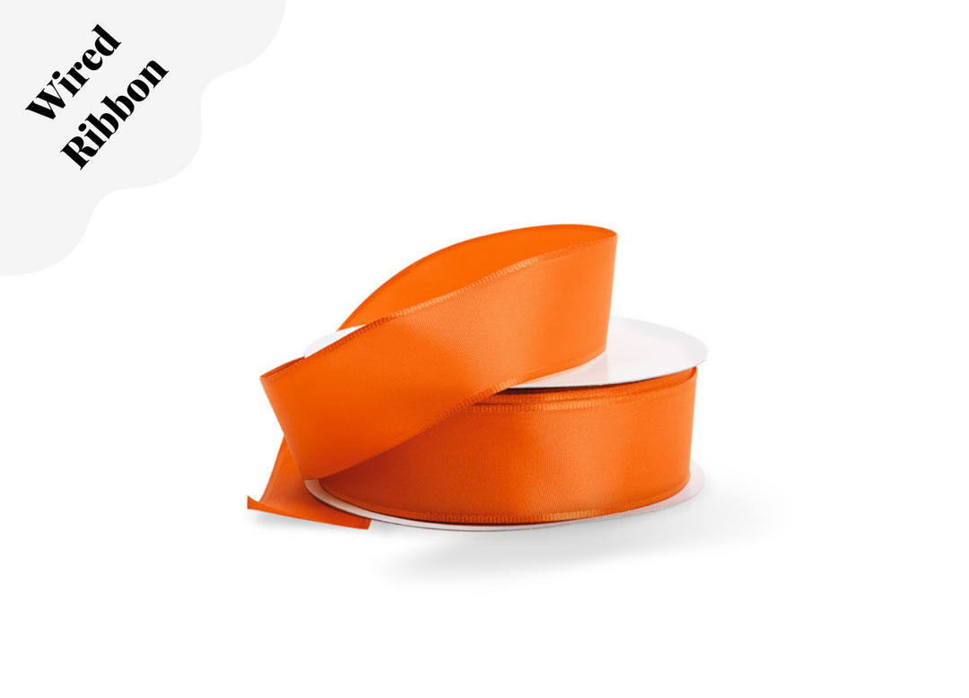 Orange Wired Fabric Ribbon