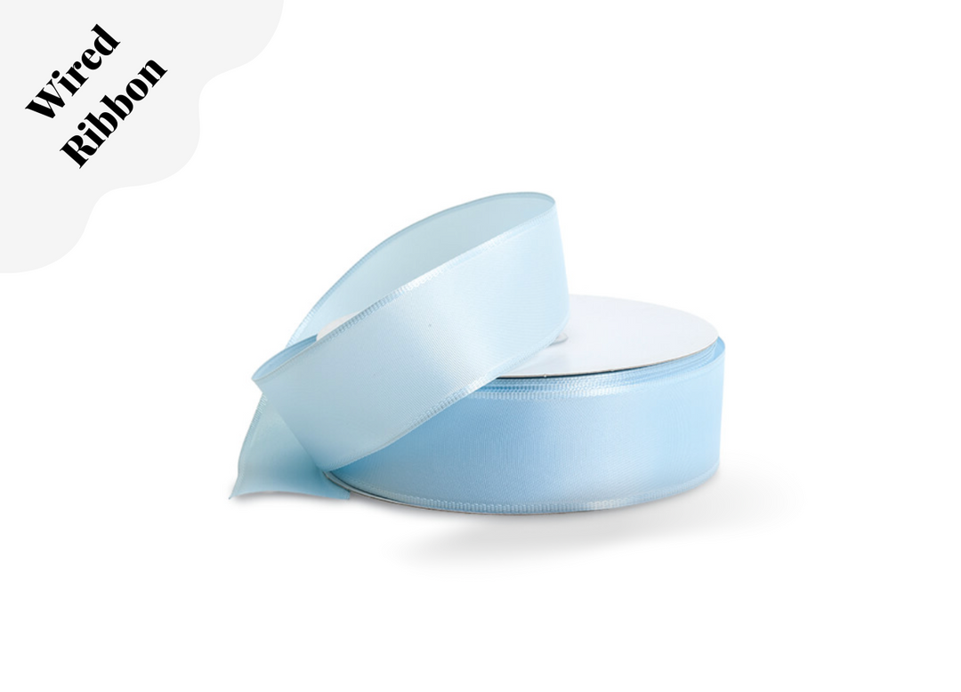 Baby Blue Wired Fabric Ribbon