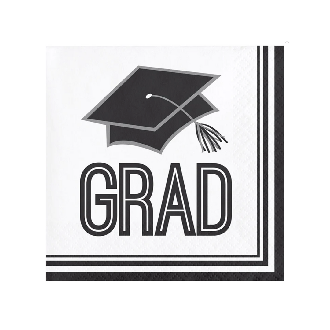 White Graduation Lunch Napkins
