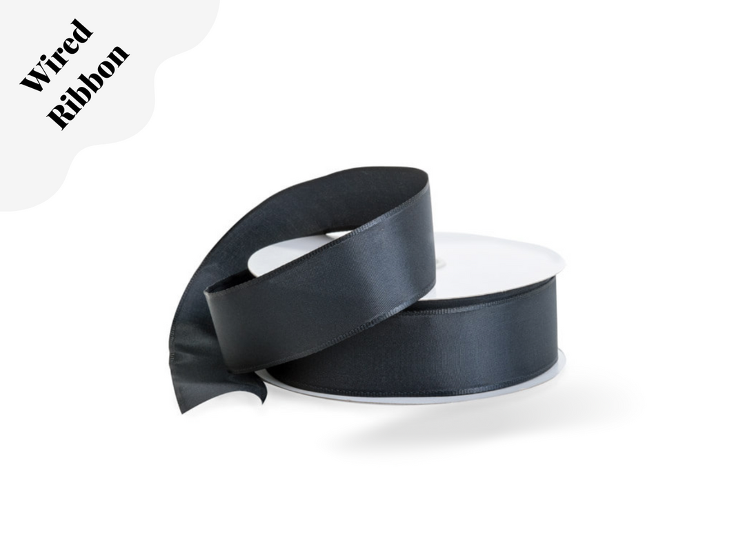 Black Wired Fabric Ribbon