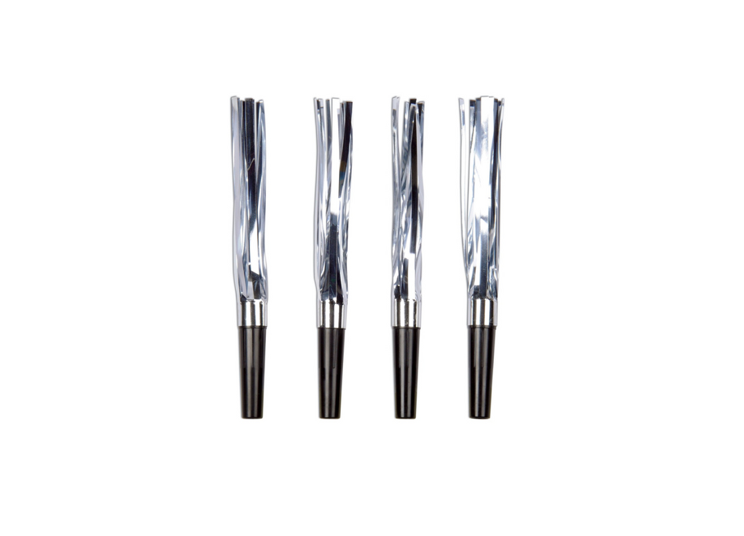 Silver Fringe New Years Horns - 10 Pc