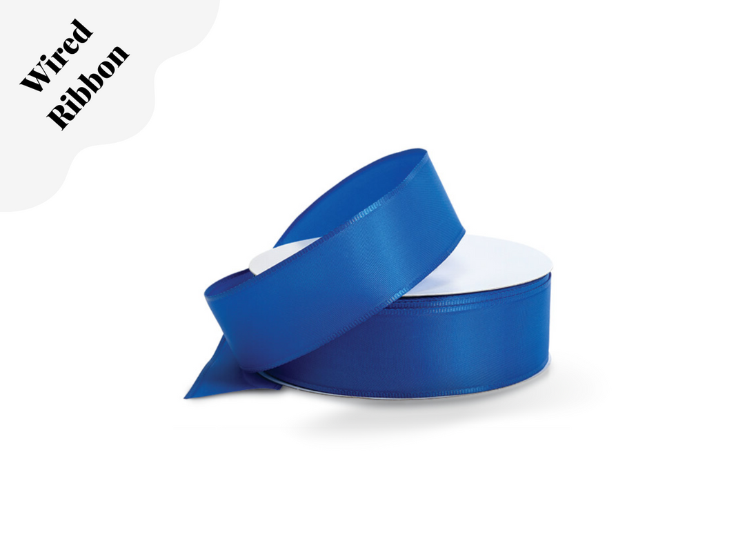 Blue Wired Fabric Ribbon