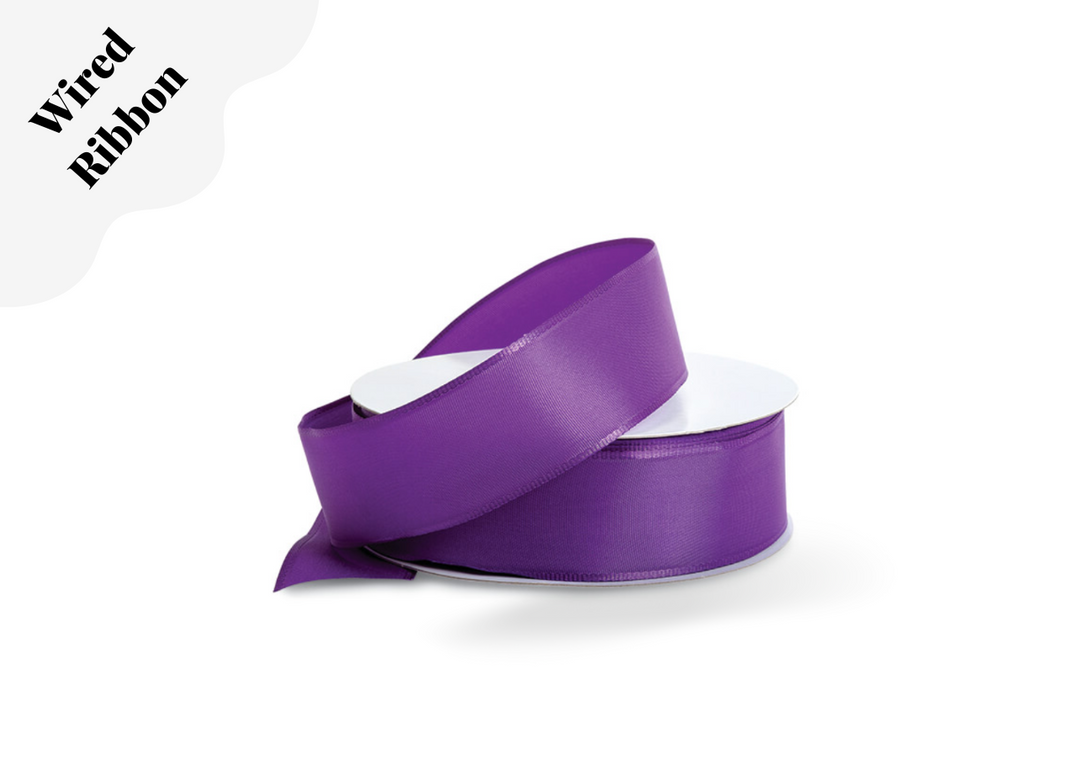 Purple Wired Fabric Ribbon